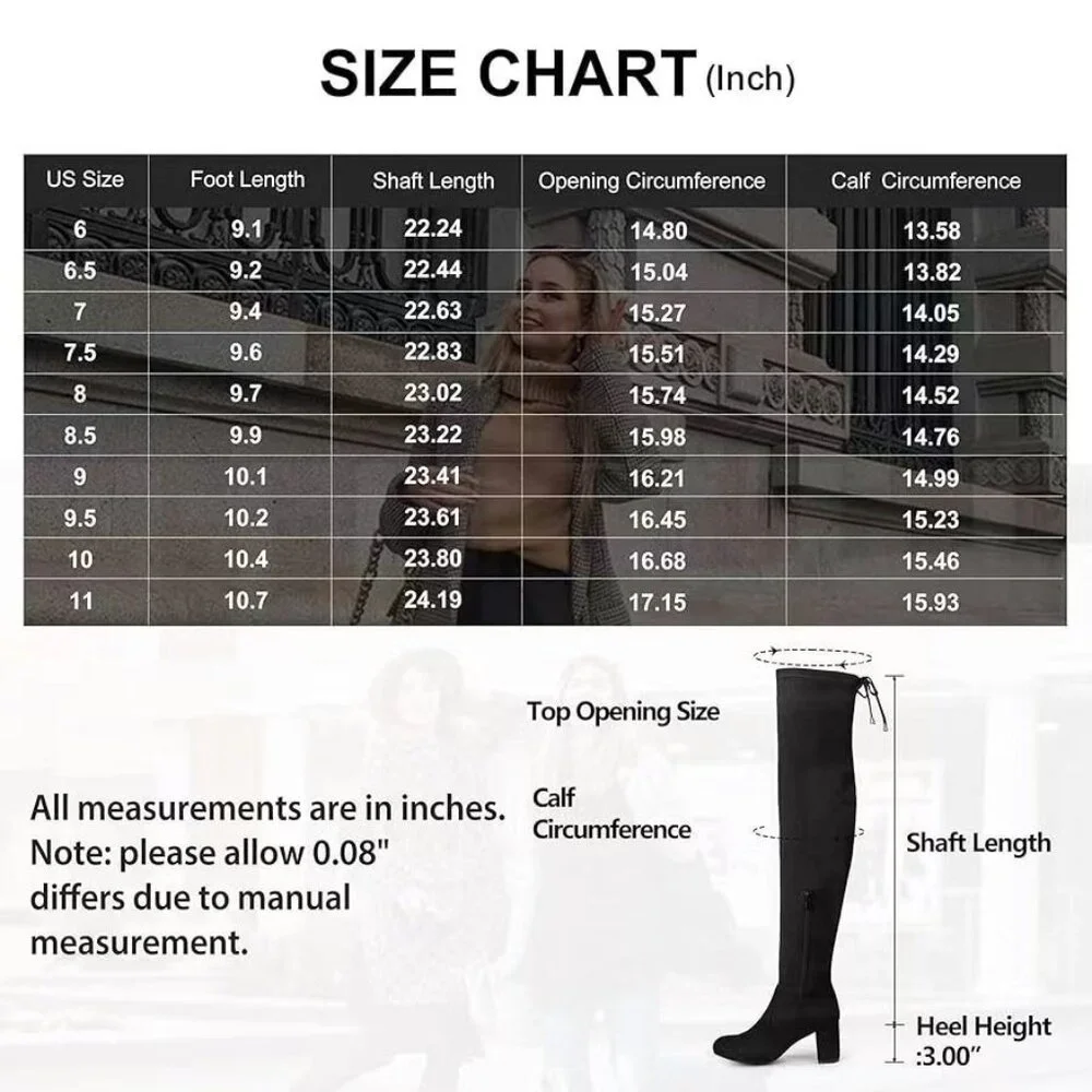 Women's Side Zipper Chunky Heel Knee High Boots Suede Long Boots Purple